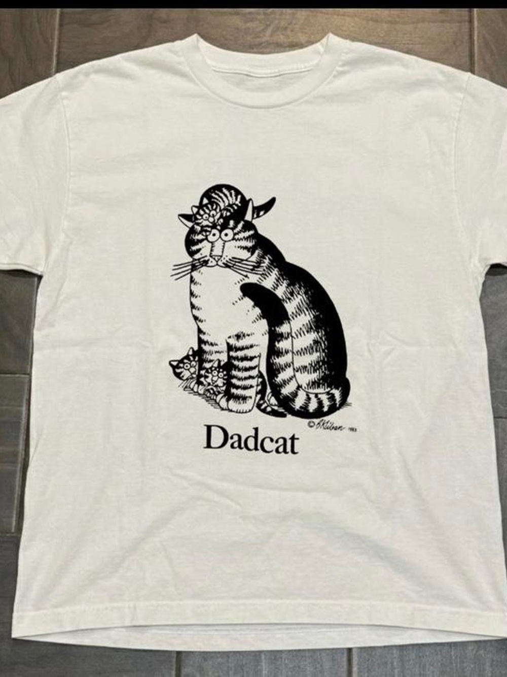 Gildan White Tee with Black Dadcat Graphic